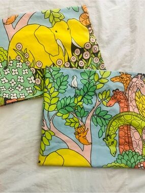 Bright Jungle Animal Cotton Oversized pillowcases- Yellow, orange & Aqua Print